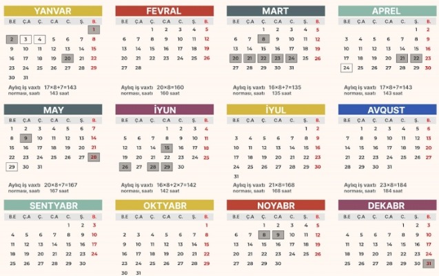 Azərbaycanda gələn ay 12 gün - İŞ OLMAYACAQ