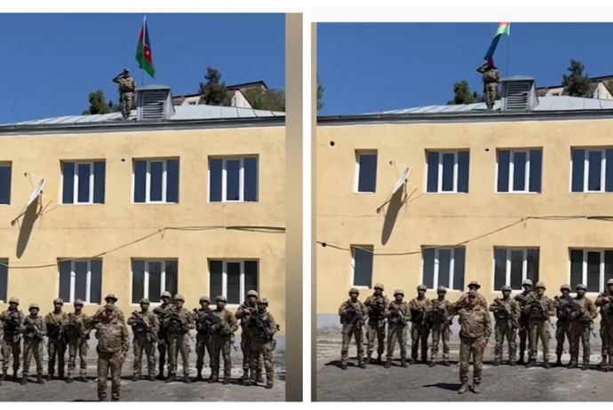 Laçının mərkəzində Azərbaycanın Dövlət Bayrağı ucaldılıb - VİDEO