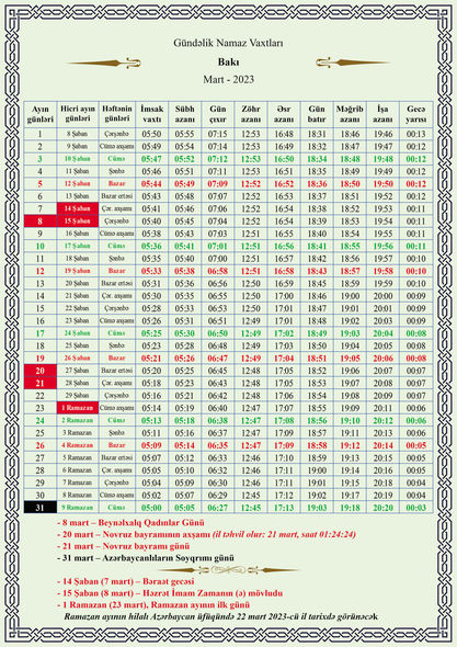 Azərbaycanda Ramazan ayı nə vaxtdan başlayır? - TƏQVİM
